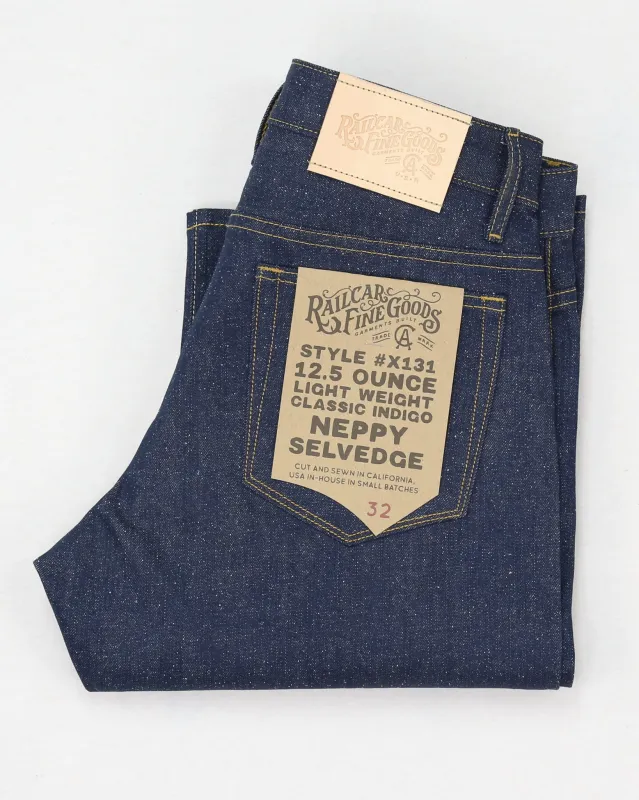 Rebels X131 Straight Leg 12.5 Oz Lightweight Classic Indigo Nep Selvedge made by Railcar
