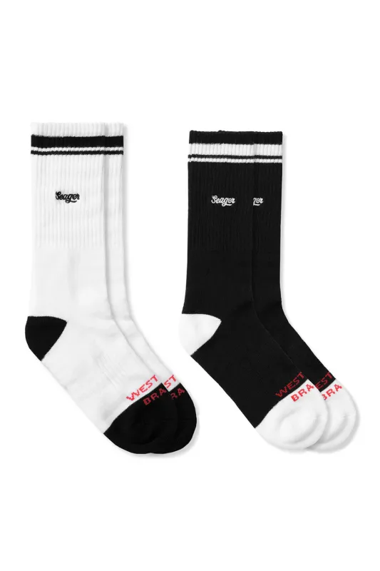 THE DAILY CREW 2-PK SOCKS Black/White sold by REVOLVR Menswear