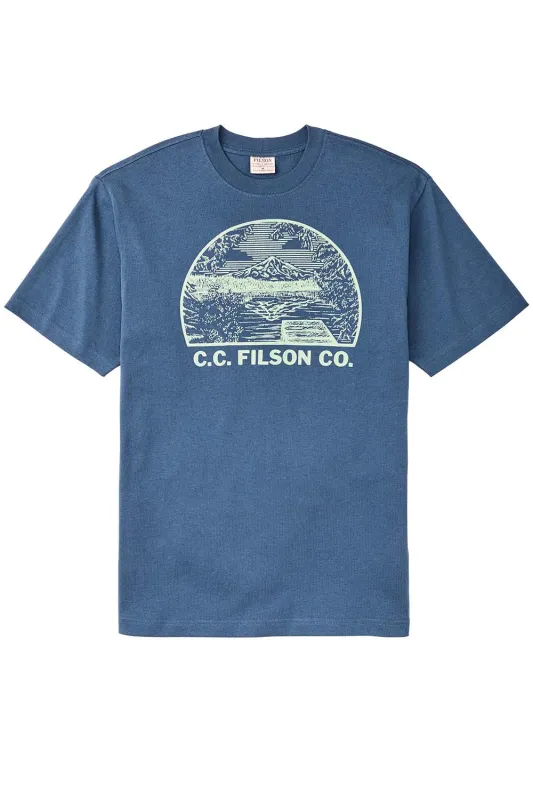 FRONTIER GRAPHIC T-SHIRT Light Blue Mountain Lake sold by REVOLVR Menswear