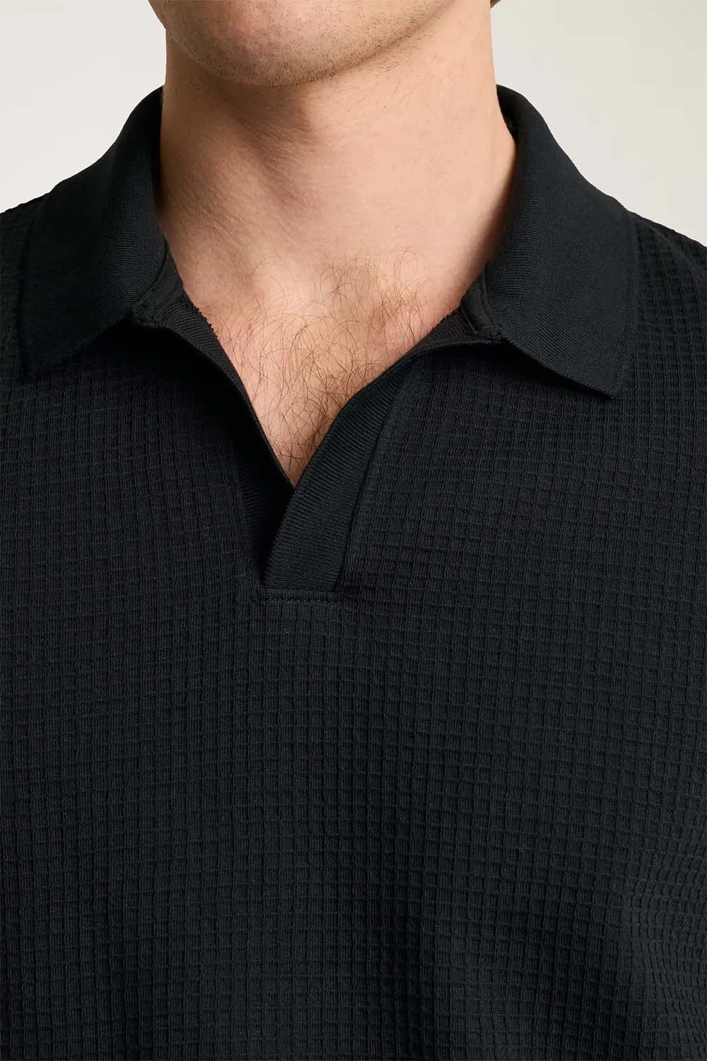 JOHNNY COLLAR POLO Jet Black sold by REVOLVR Menswear product image thumbnail 4