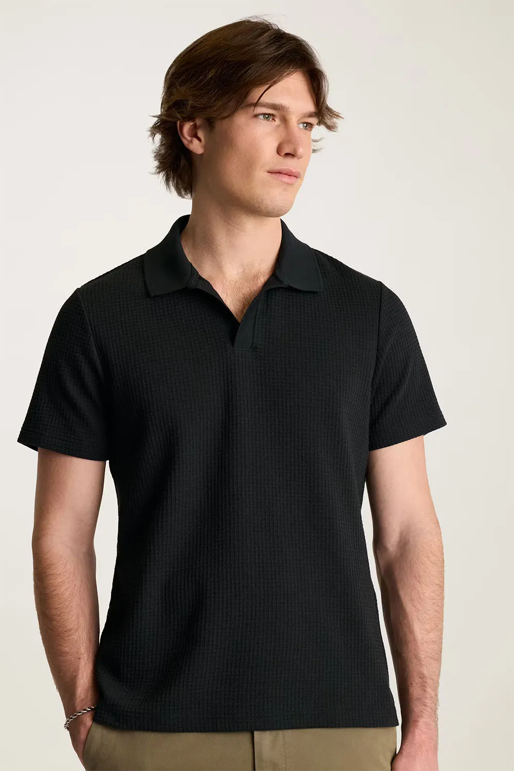 JOHNNY COLLAR POLO Jet Black sold by REVOLVR Menswear product image thumbnail 2