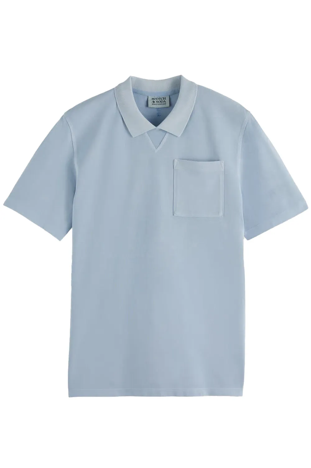 WASHED CHEST POCKET POLO Shirting Blue sold by REVOLVR Menswear