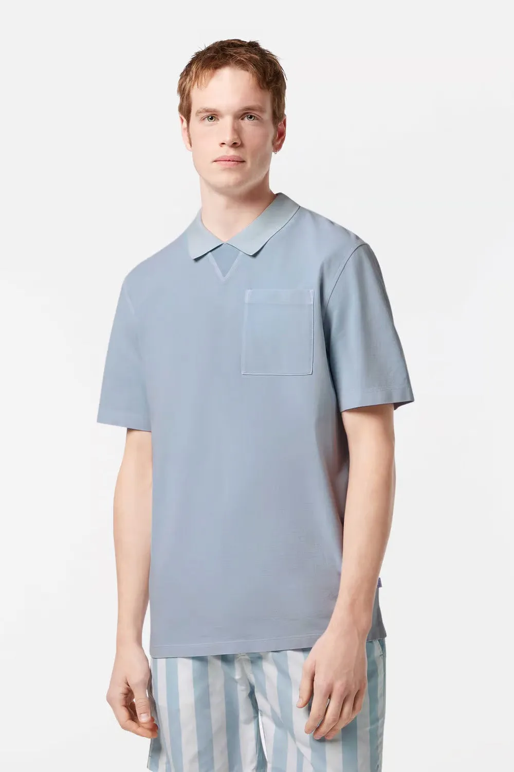 WASHED CHEST POCKET POLO Shirting Blue sold by REVOLVR Menswear product image thumbnail 2