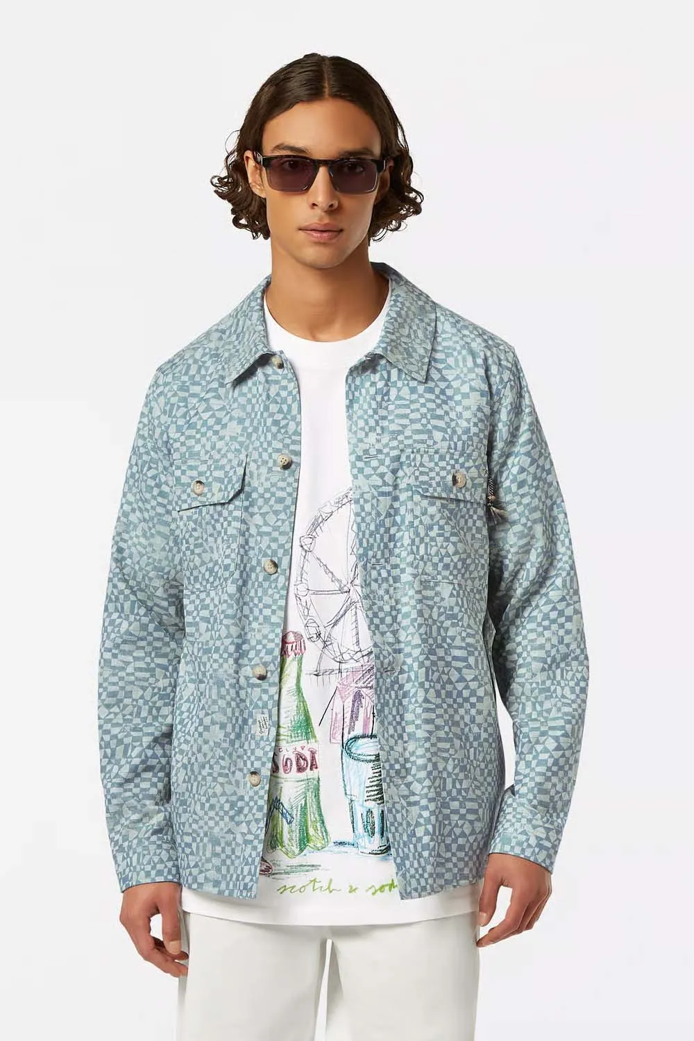 LW JACQUARD OVERSHIRT Luna Ditsy Green AOP sold by REVOLVR Menswear product image thumbnail 2