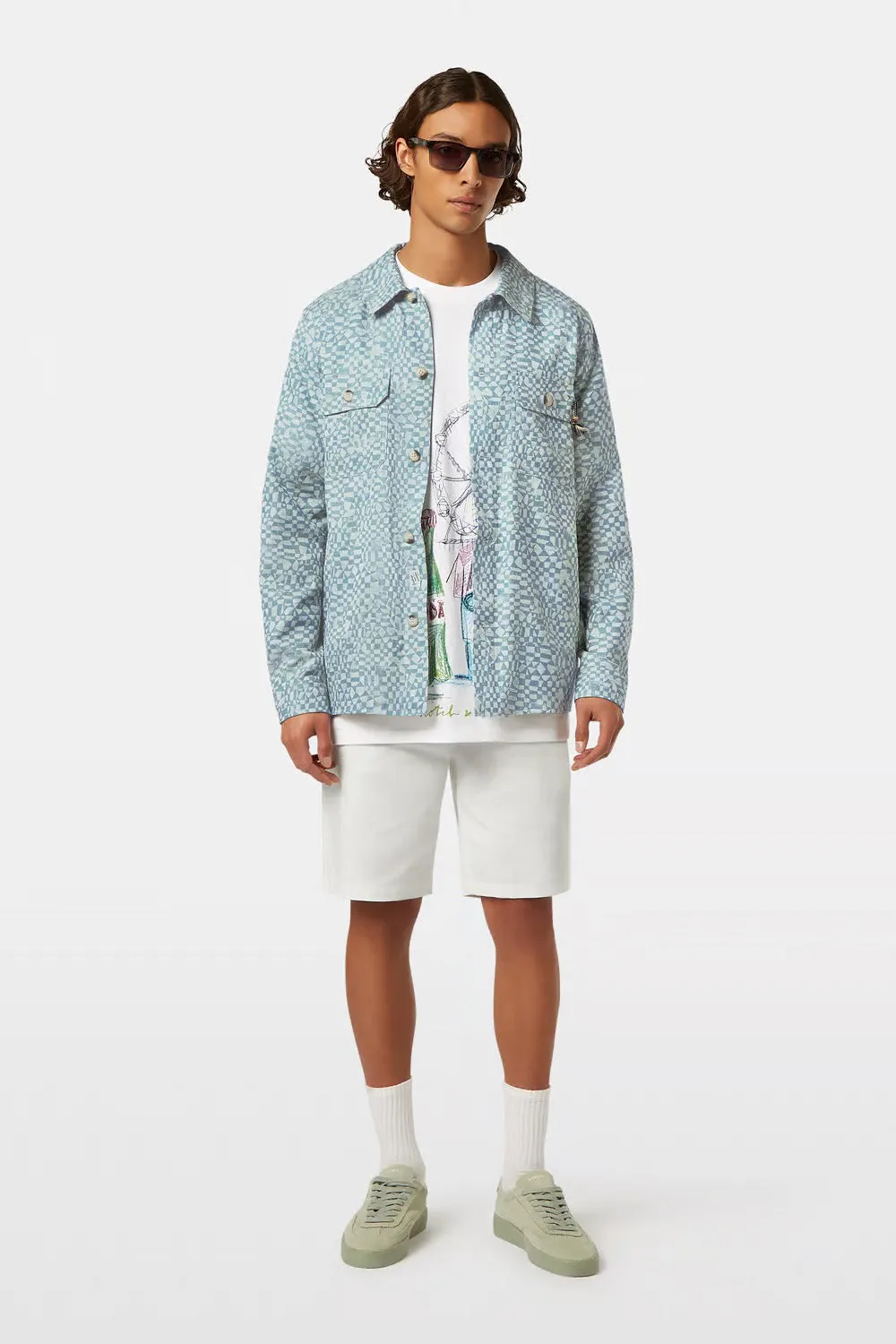 LW JACQUARD OVERSHIRT Luna Ditsy Green AOP sold by REVOLVR Menswear product image thumbnail 3