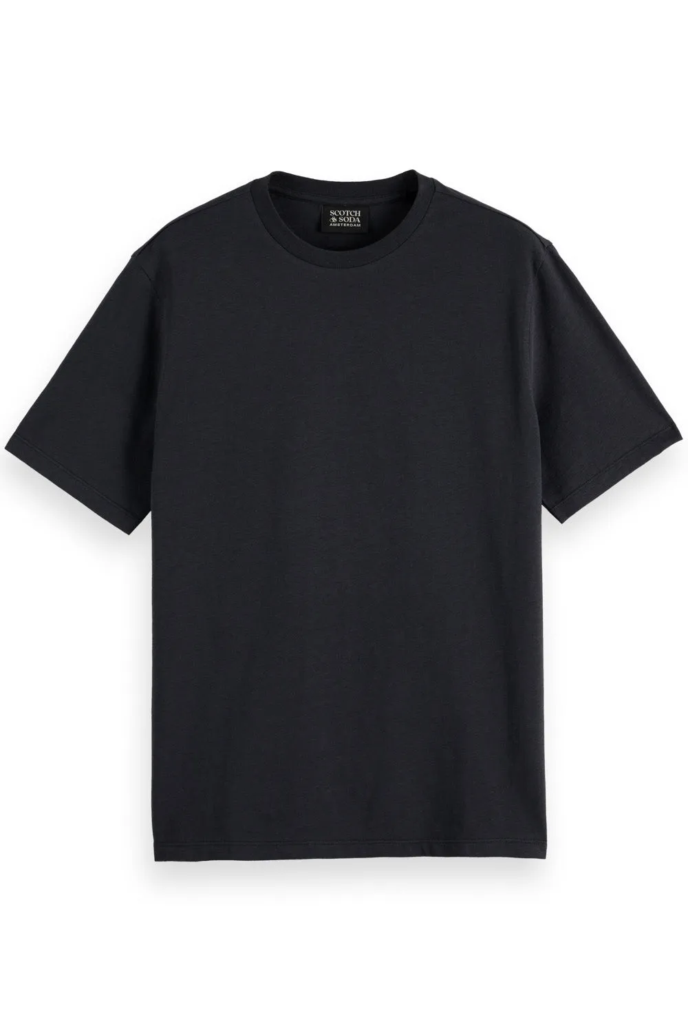 3 CROSSES COTTON-LINEN TEE Washed Black sold by REVOLVR Menswear