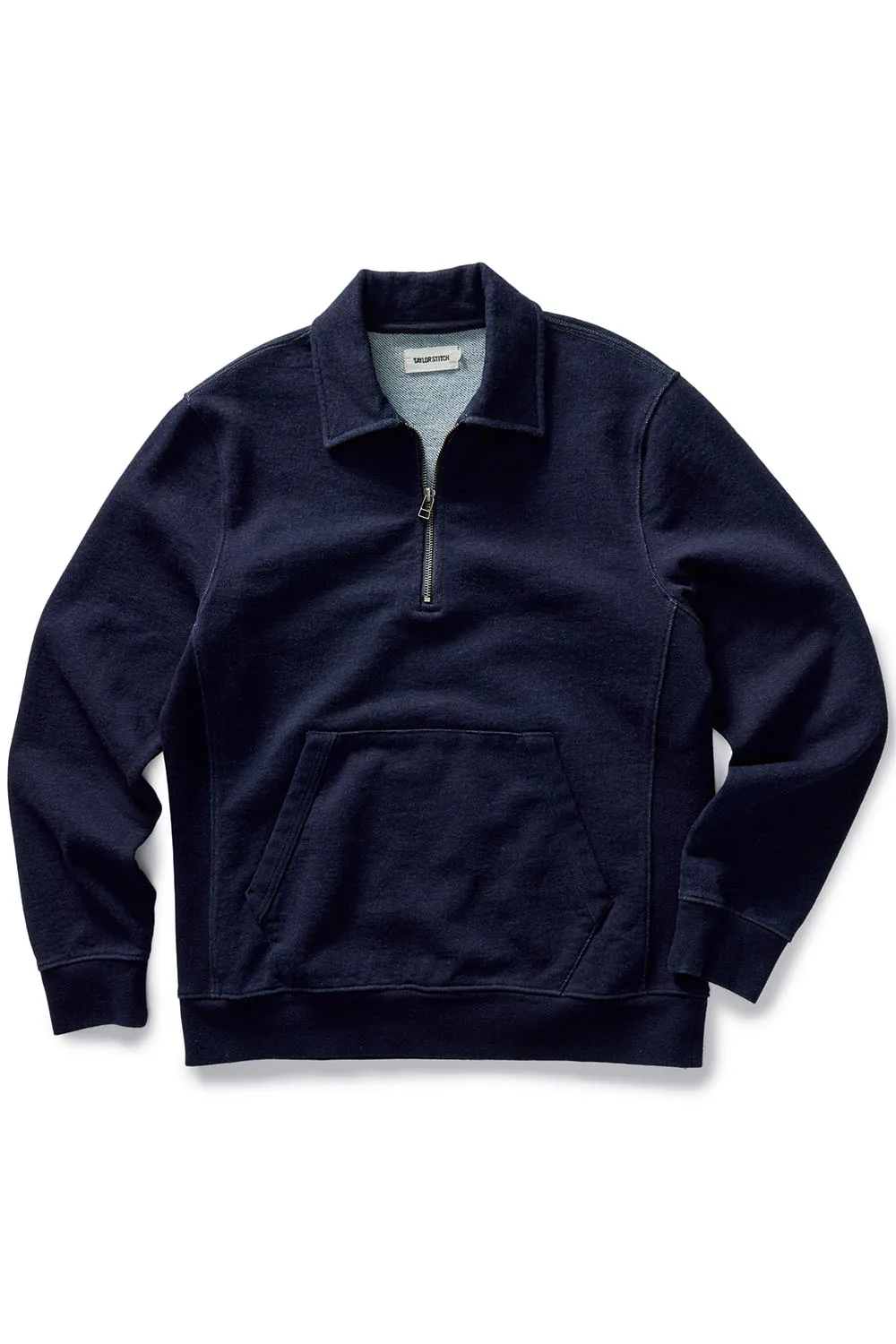 THE APRES 1/4 ZIP Rinsed Indigo sold by REVOLVR Menswear
