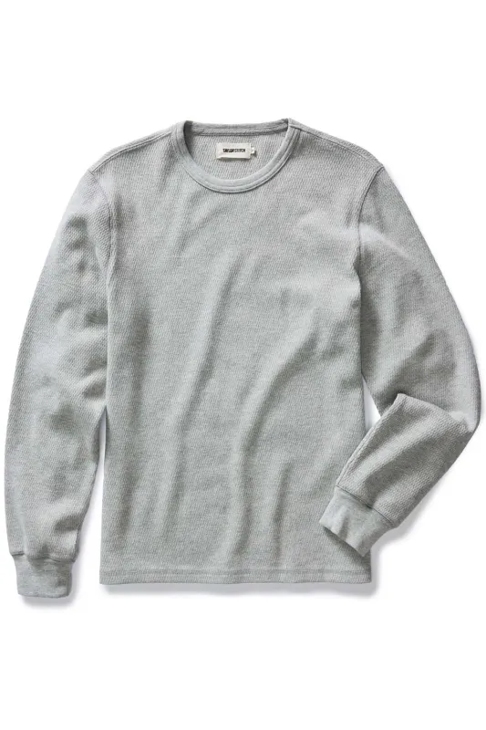 ORGANIC COTTON WAFFLE CREW Heather Grey sold by REVOLVR Menswear