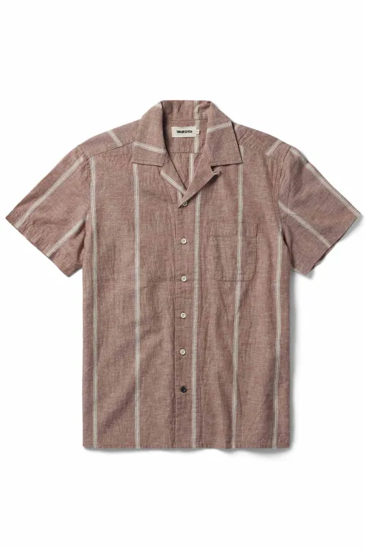 HAWTHORNE SS SHIRT Dried Fig Stripe sold by REVOLVR Menswear