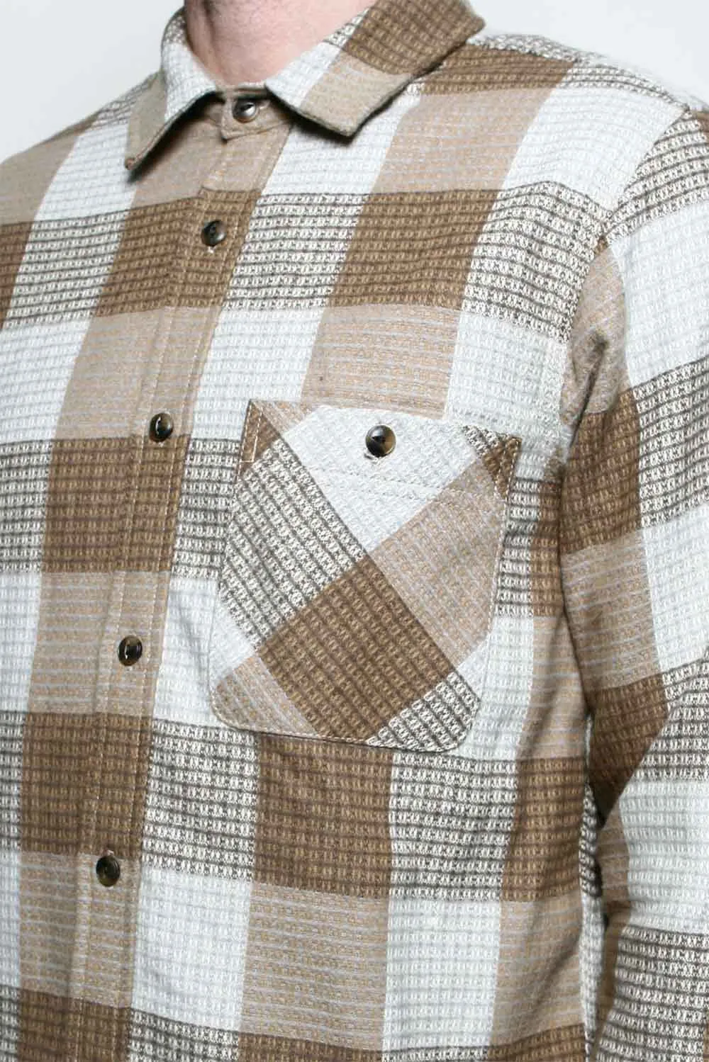 OXFORD SHIRT Tan Waffle Plaid sold by REVOLVR Menswear product image thumbnail 3