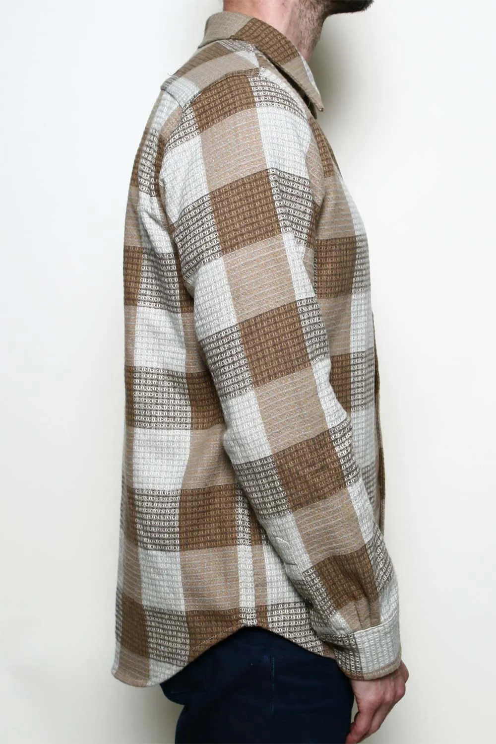 OXFORD SHIRT Tan Waffle Plaid sold by REVOLVR Menswear product image thumbnail 2
