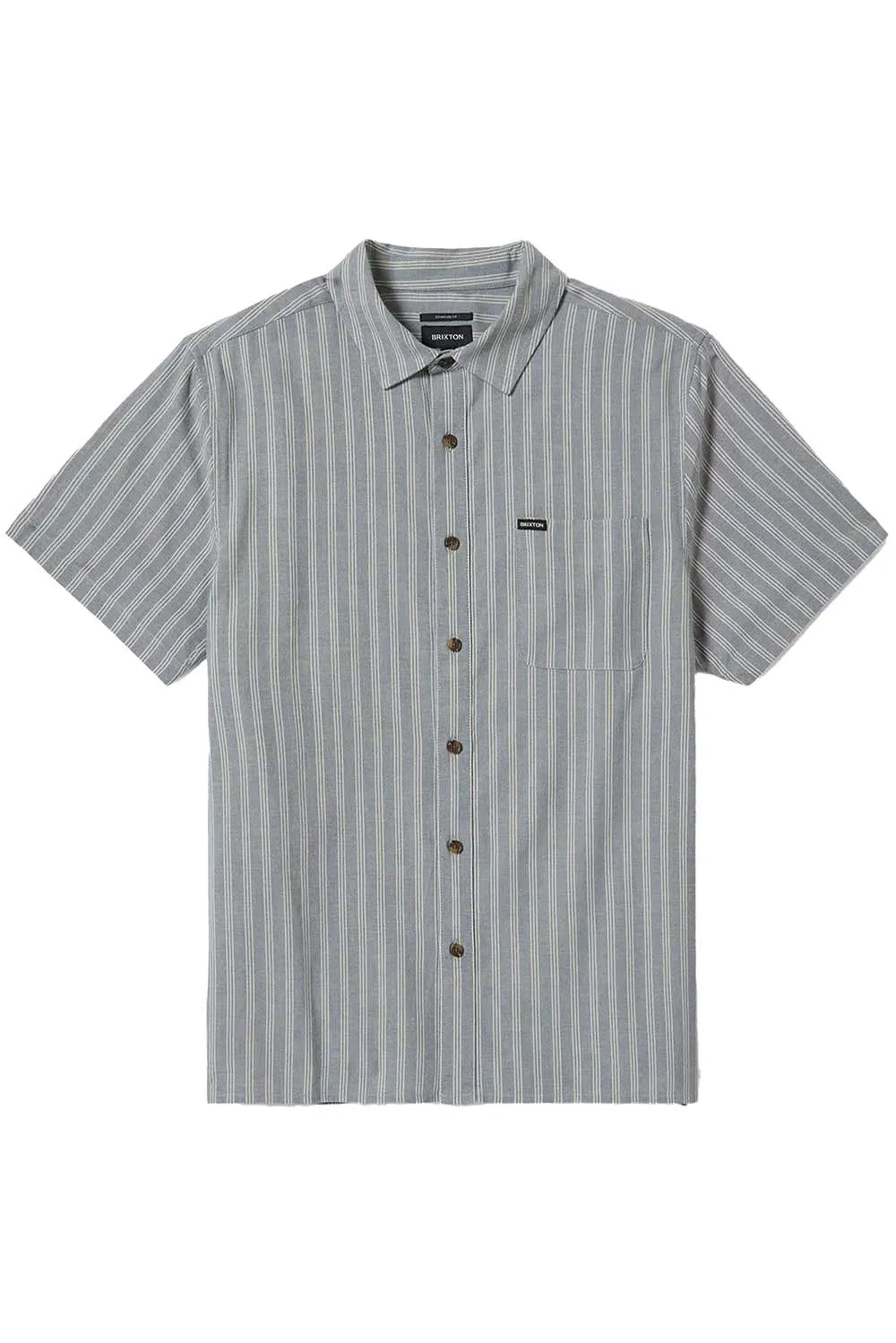 CRU OXFORD STRIPE SS Basalt Blue/Whitecap Stripe sold by REVOLVR Menswear
