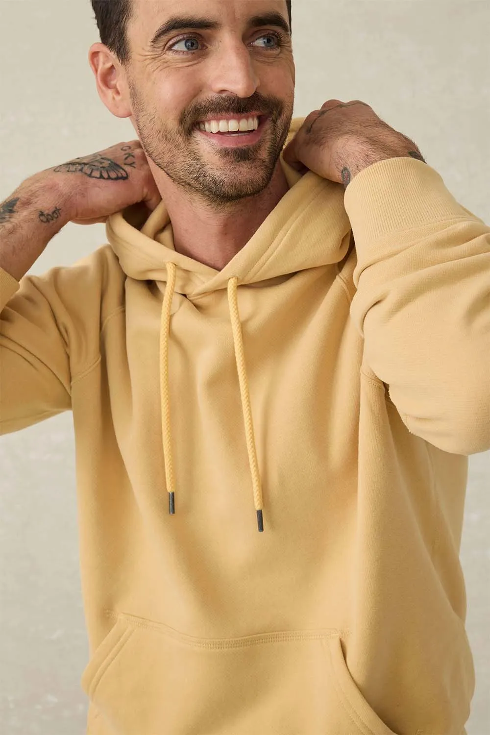 HIGH STANDARD FLEECE HOODIE Sun Yellow sold by REVOLVR Menswear product image thumbnail 3