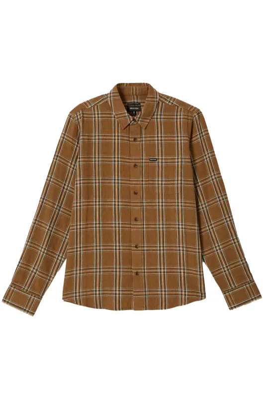 CHARTER LINEN BLEND LS Washed Copper/Whitecap Plaid sold by REVOLVR Menswear