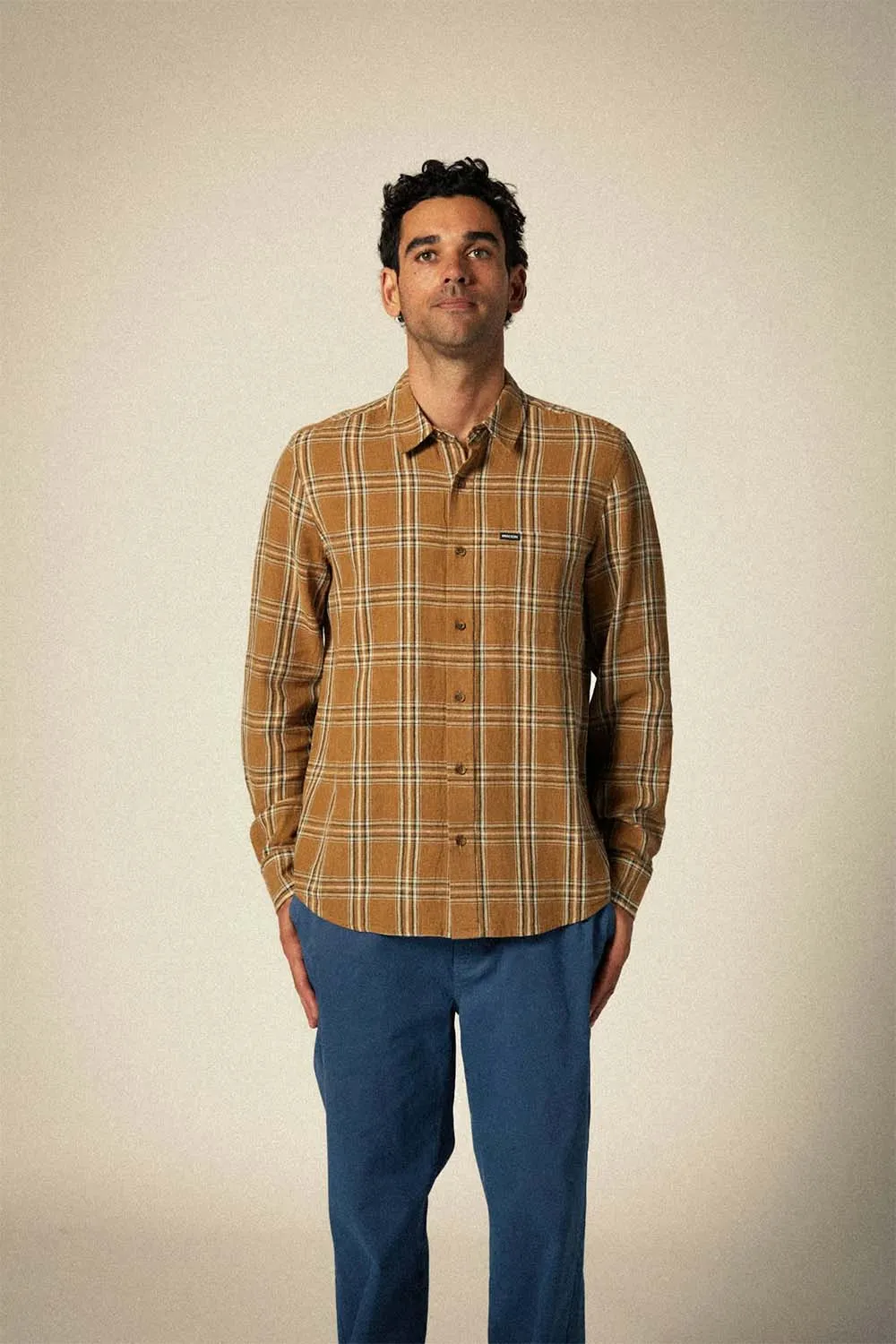 CHARTER LINEN BLEND LS Washed Copper/Whitecap Plaid sold by REVOLVR Menswear product image thumbnail 2