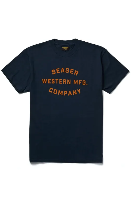 SEAGER MFG. TEE Navy sold by REVOLVR Menswear