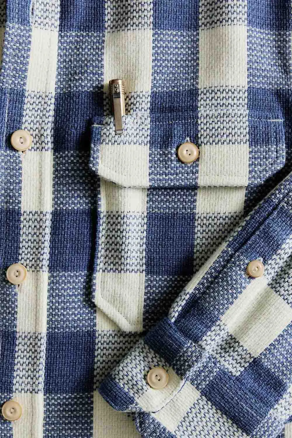 THE DIVISION SHIRT Washed Indigo Check sold by REVOLVR Menswear product image thumbnail 4