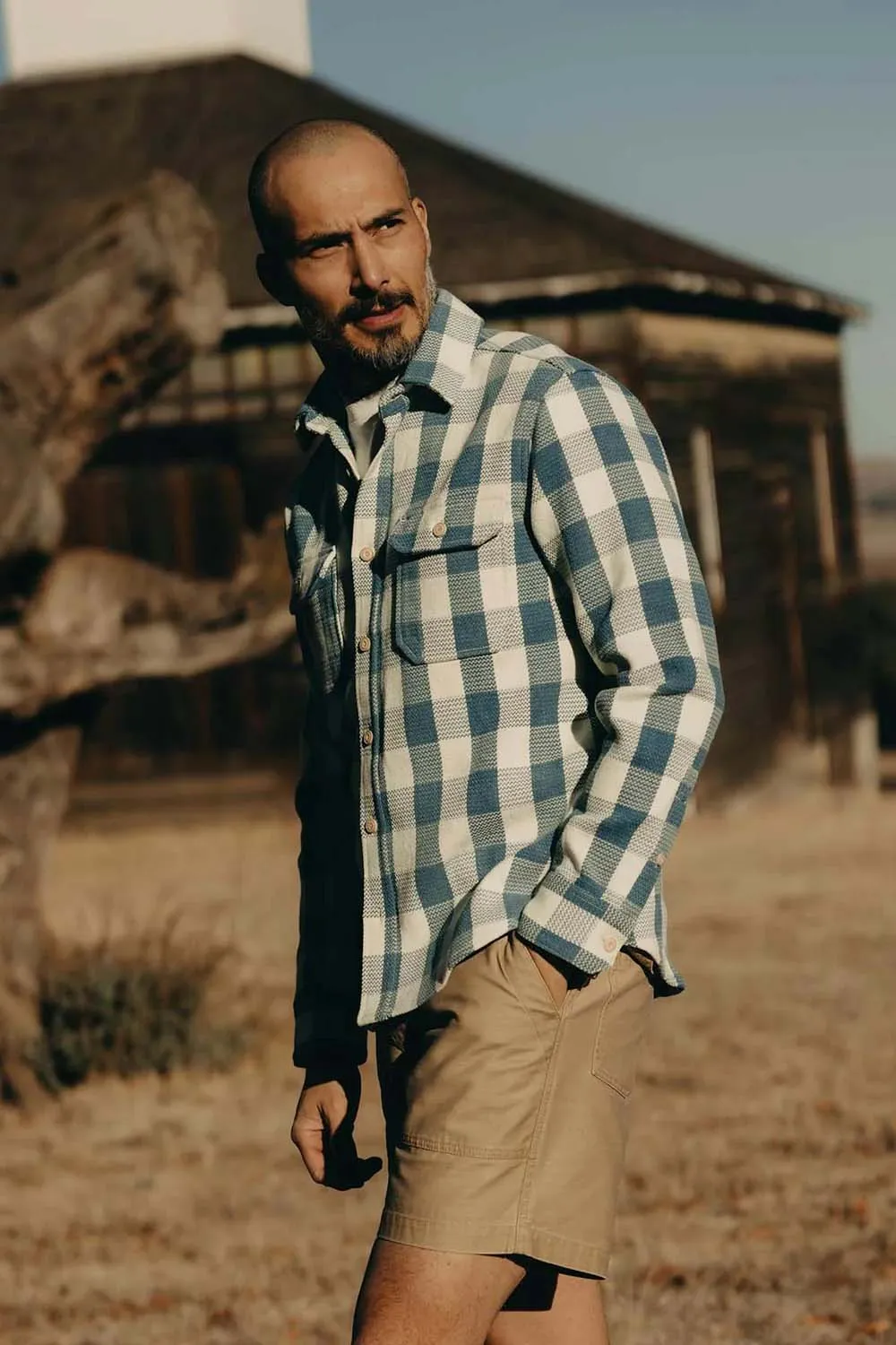 THE DIVISION SHIRT Washed Indigo Check sold by REVOLVR Menswear product image thumbnail 2