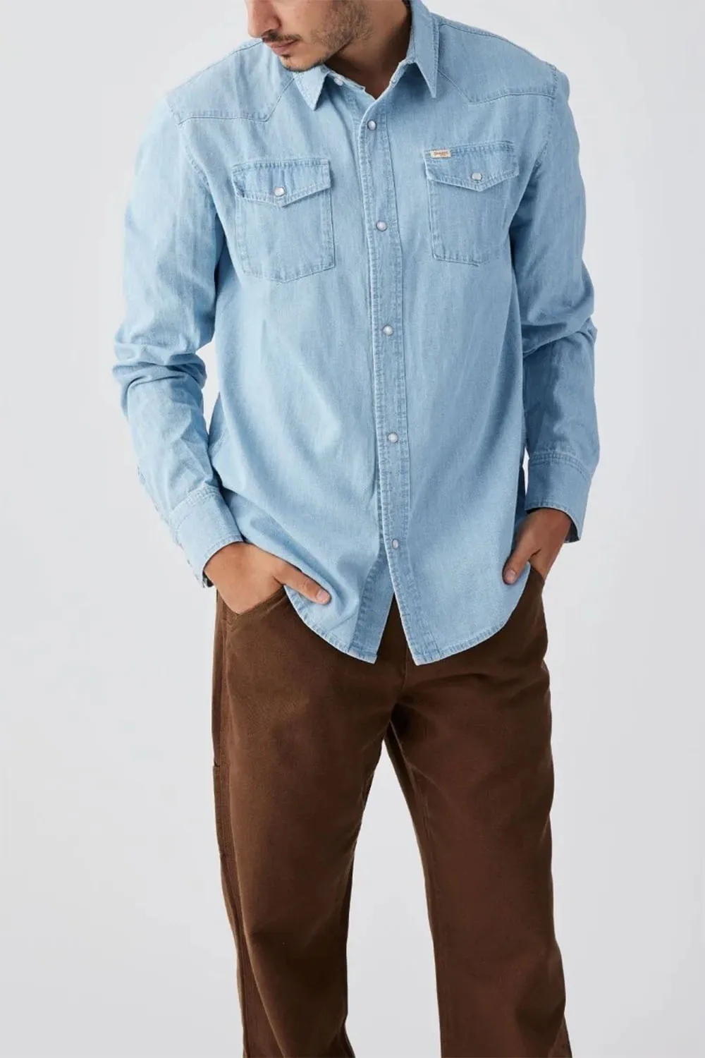 REAGAN PEARL SNAP Light Wash Indigo sold by REVOLVR Menswear product image thumbnail 2