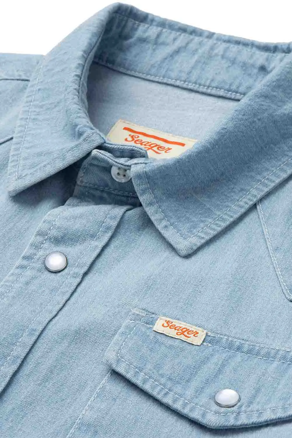 REAGAN PEARL SNAP Light Wash Indigo sold by REVOLVR Menswear product image thumbnail 4