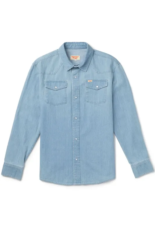 REAGAN PEARL SNAP Light Wash Indigo sold by REVOLVR Menswear