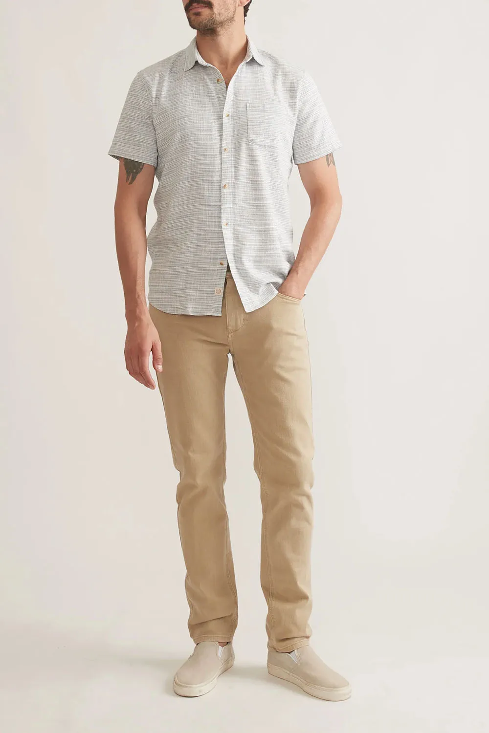 STRETCH SELVAGE SHIRT Blue Mini Stripe sold by REVOLVR Menswear product image thumbnail 5