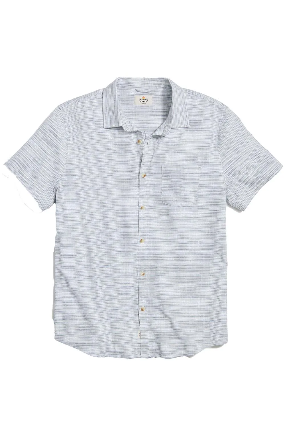 STRETCH SELVAGE SHIRT Blue Mini Stripe sold by REVOLVR Menswear