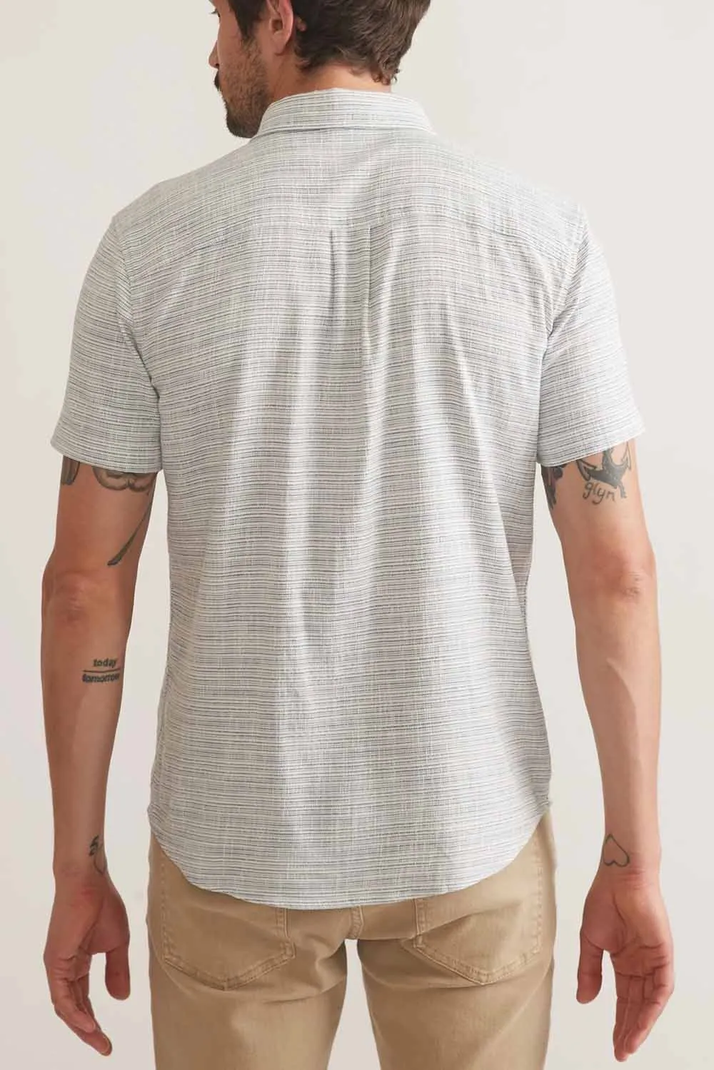 STRETCH SELVAGE SHIRT Blue Mini Stripe sold by REVOLVR Menswear product image thumbnail 4