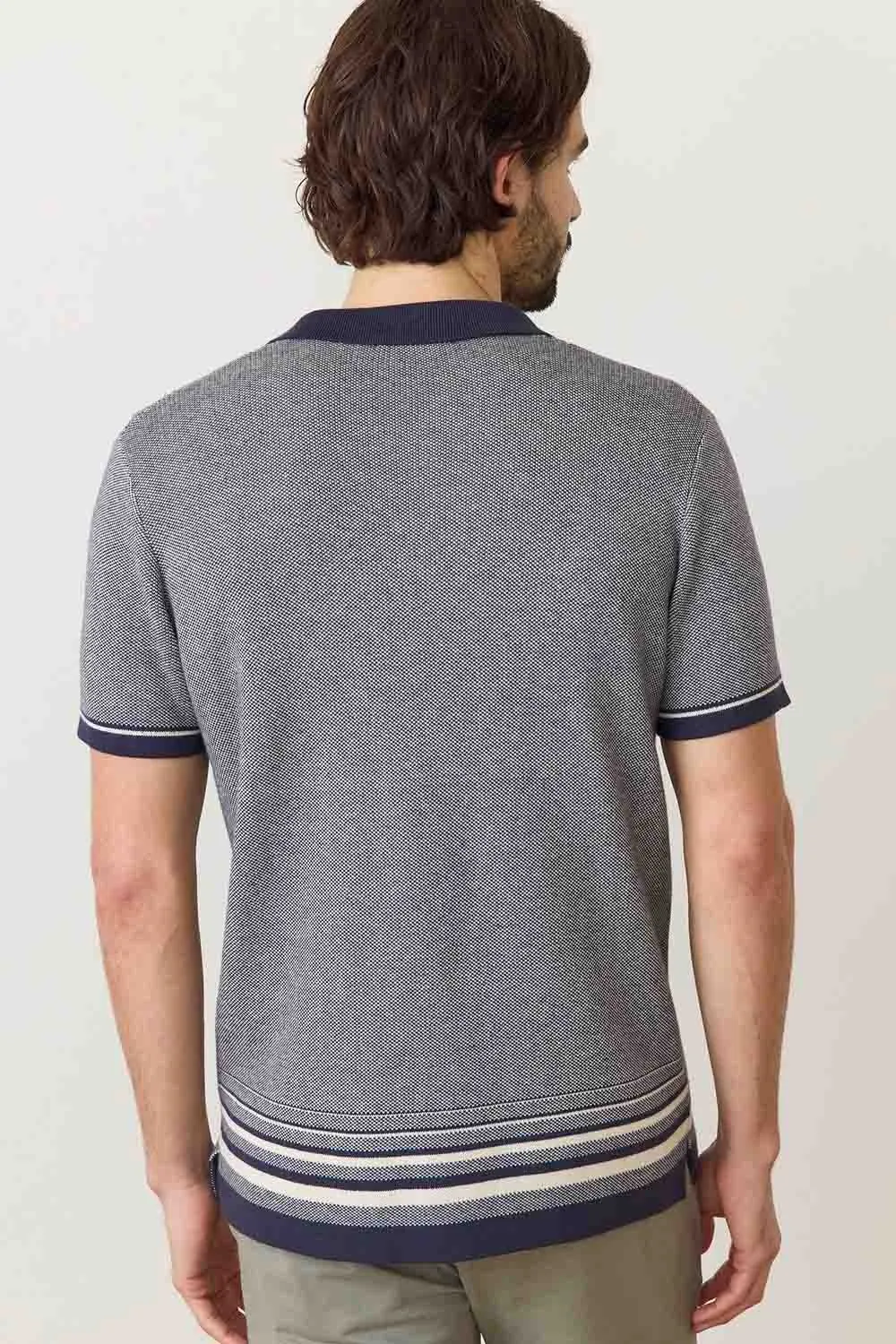 ETHAN SWEATER BUTTON DOWN India Ink/Oatmeal sold by REVOLVR Menswear product image thumbnail 3