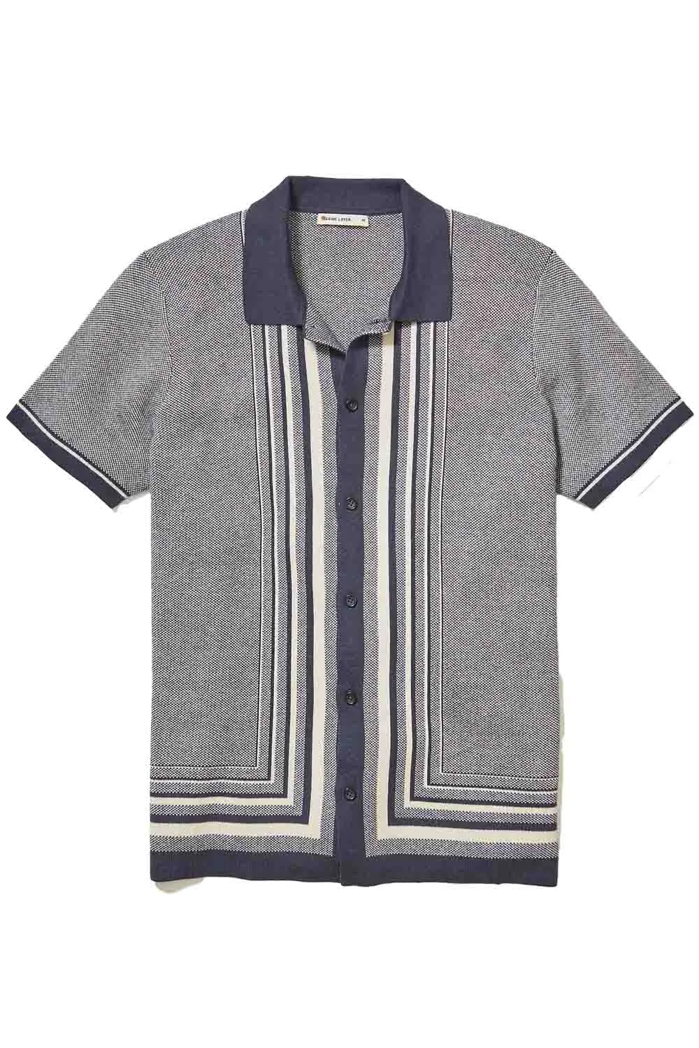 ETHAN SWEATER BUTTON DOWN India Ink/Oatmeal sold by REVOLVR Menswear