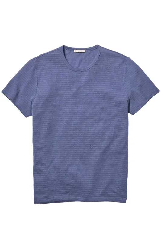 SIGNATURE CREW STRIPE TEE Mood Indigo sold by REVOLVR Menswear