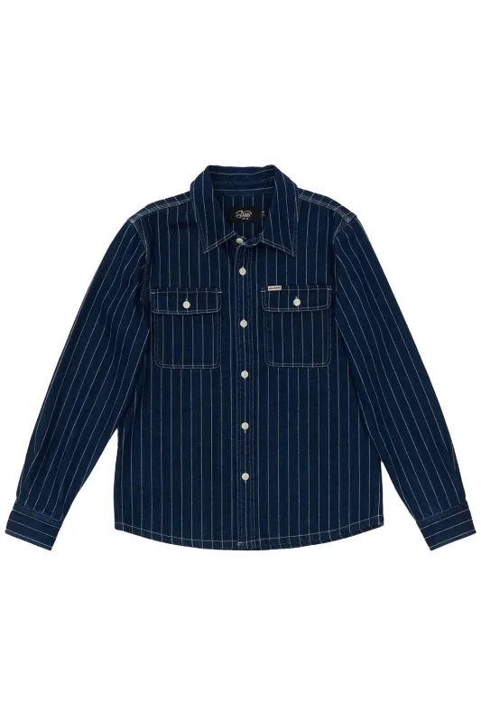 VACAY STRIPE DENIM SHIRT Indigo sold by REVOLVR Menswear