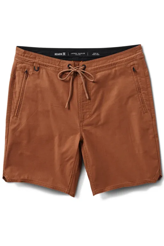 LAYOVER TRAVELER 18" SHORT Ochre Red sold by REVOLVR Menswear