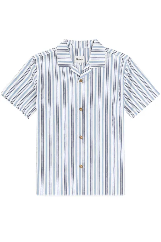 VACATION STRIPE SS SHIRT Blue sold by REVOLVR Menswear