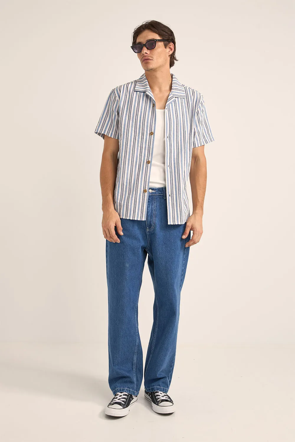 VACATION STRIPE SS SHIRT Blue sold by REVOLVR Menswear product image thumbnail 5