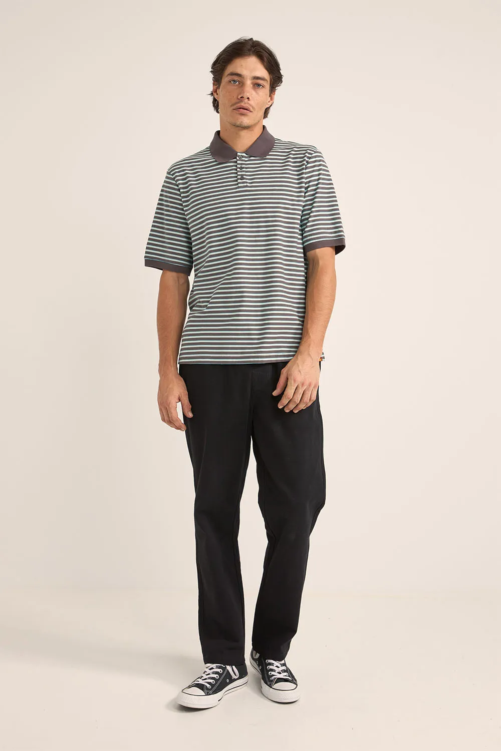 STRIPE SS POLO Charcoal sold by REVOLVR Menswear product image thumbnail 5