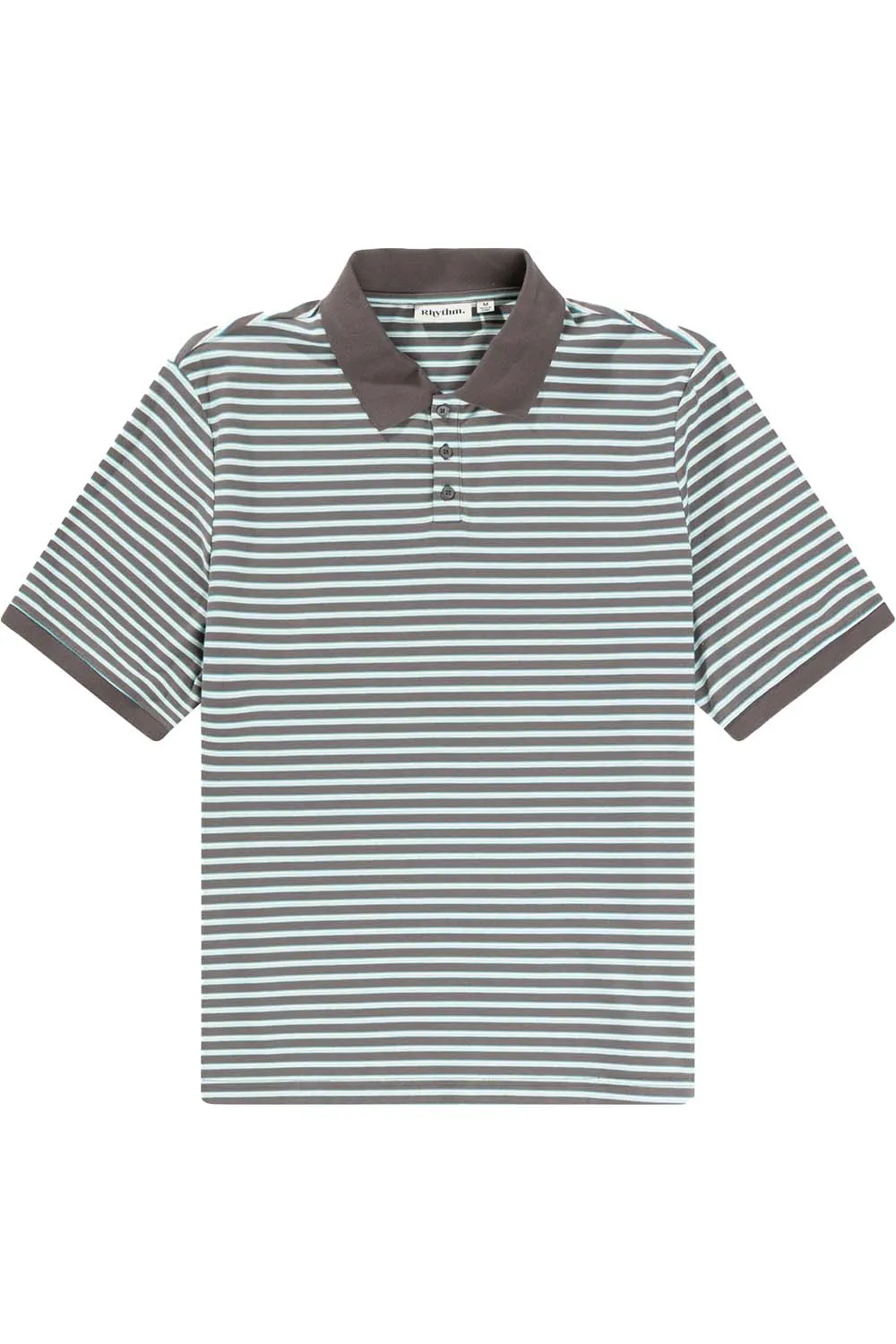 STRIPE SS POLO Charcoal sold by REVOLVR Menswear