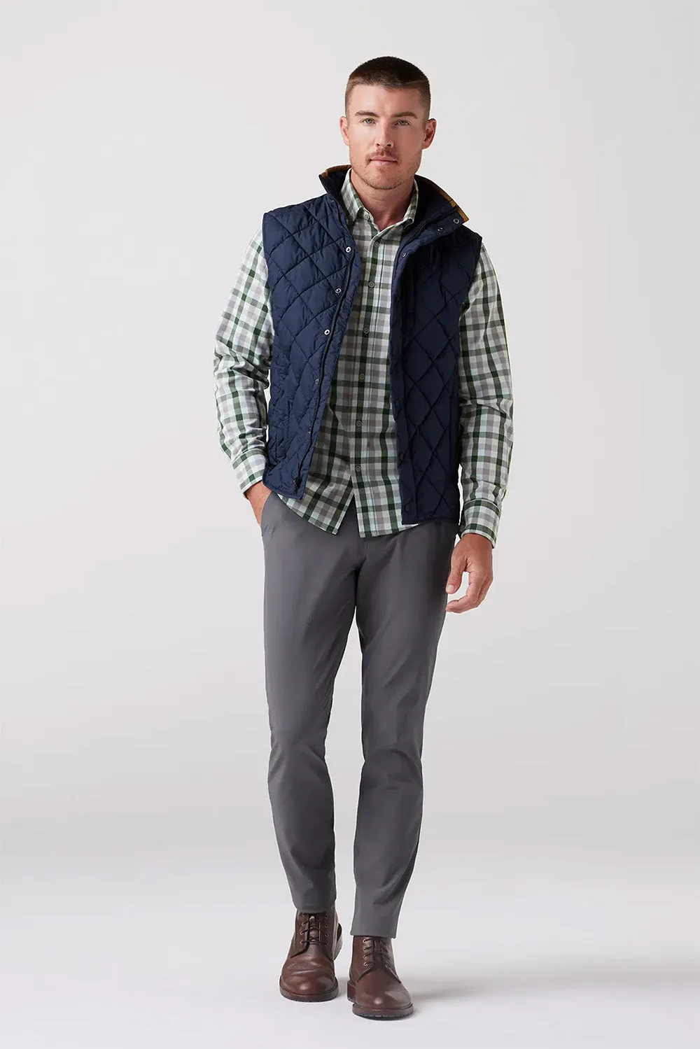 BELMONT QUILTED VEST Navy Solid sold by REVOLVR Menswear product image thumbnail 3