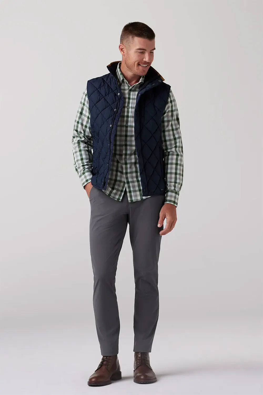 BELMONT QUILTED VEST Navy Solid sold by REVOLVR Menswear product image thumbnail 4