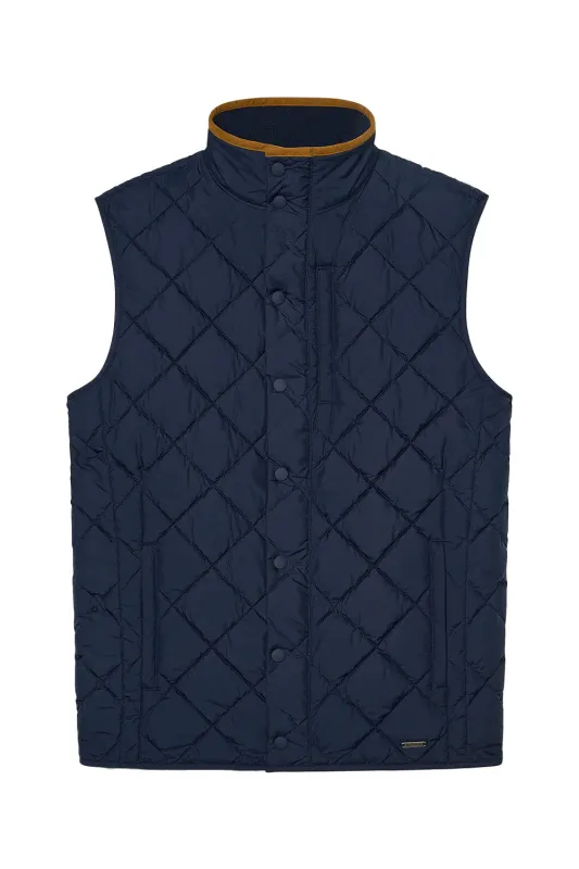 BELMONT QUILTED VEST Navy Solid sold by REVOLVR Menswear