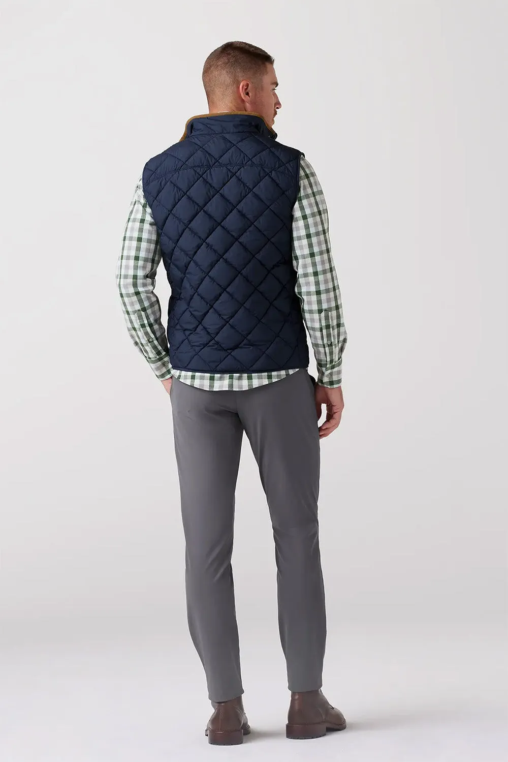 BELMONT QUILTED VEST Navy Solid sold by REVOLVR Menswear product image thumbnail 5