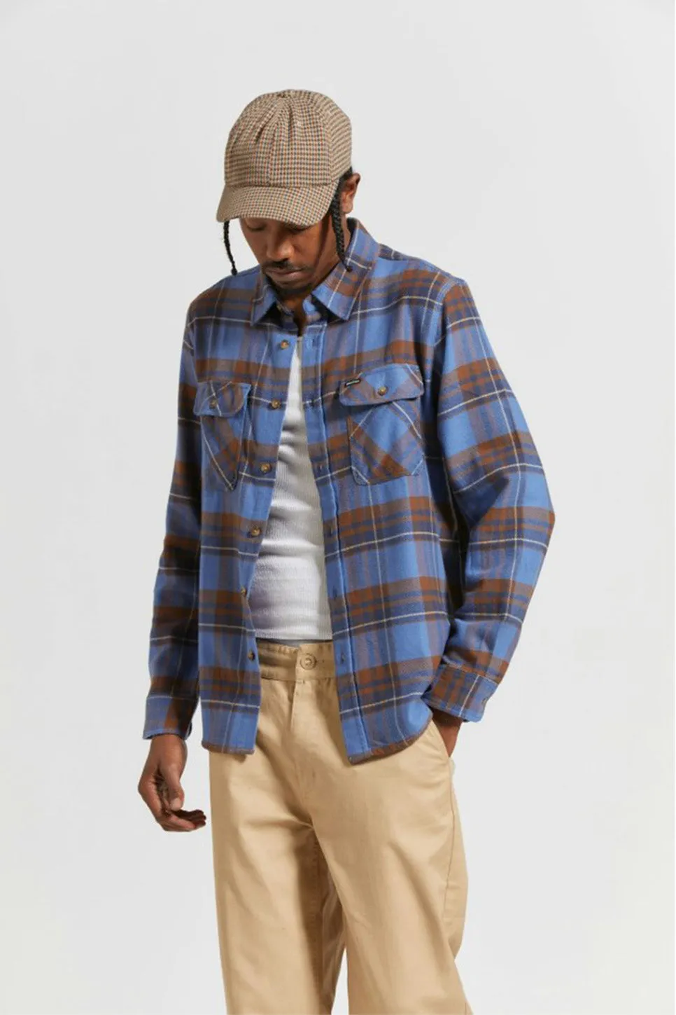 BOWERY LS FLANNEL Bijoue Blue/Pinecone Brown sold by REVOLVR Menswear product image thumbnail 3