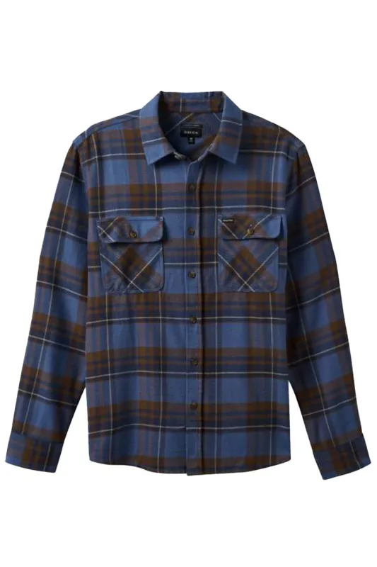 BOWERY LS FLANNEL Bijoue Blue/Pinecone Brown sold by REVOLVR Menswear