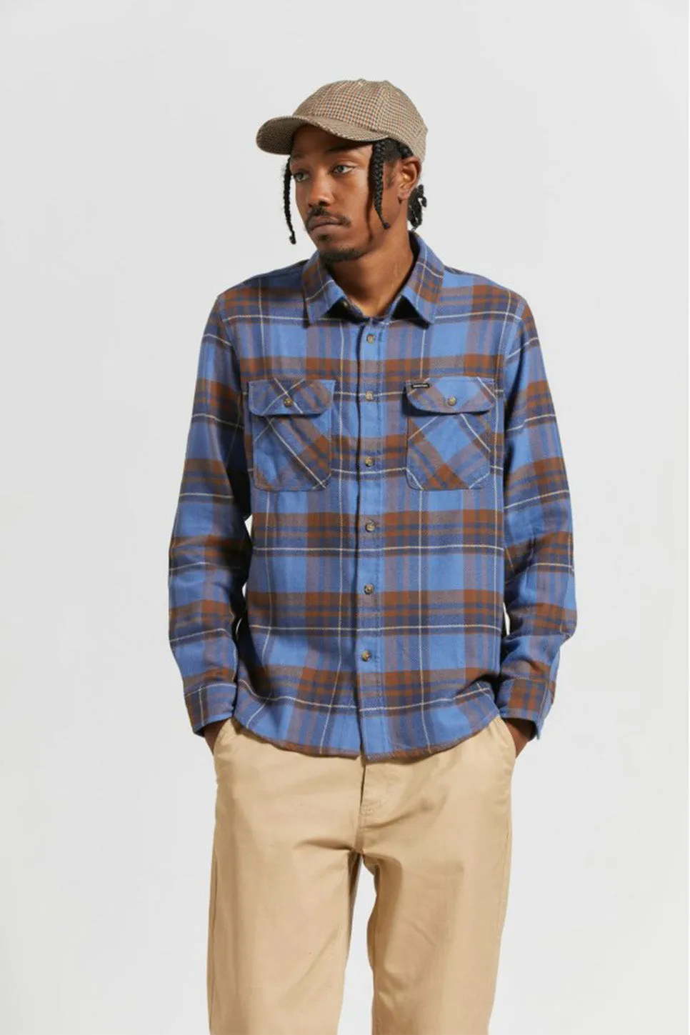 BOWERY LS FLANNEL Bijoue Blue/Pinecone Brown sold by REVOLVR Menswear product image thumbnail 2