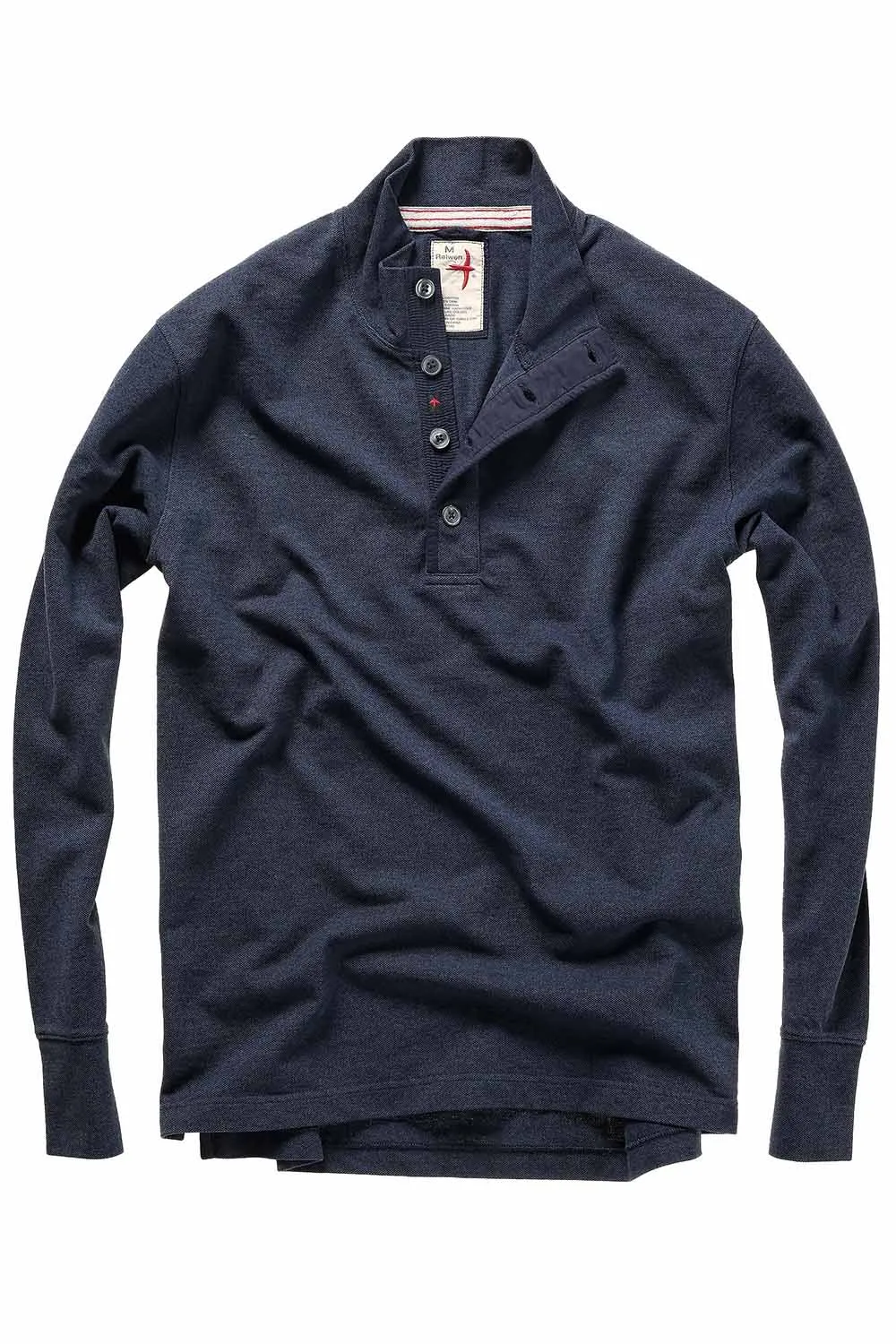PIQUE BUTTON MOCK Navy sold by REVOLVR Menswear