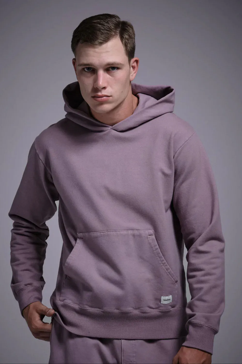 TENORE FLEECE HOODIE Zinc sold by REVOLVR Menswear