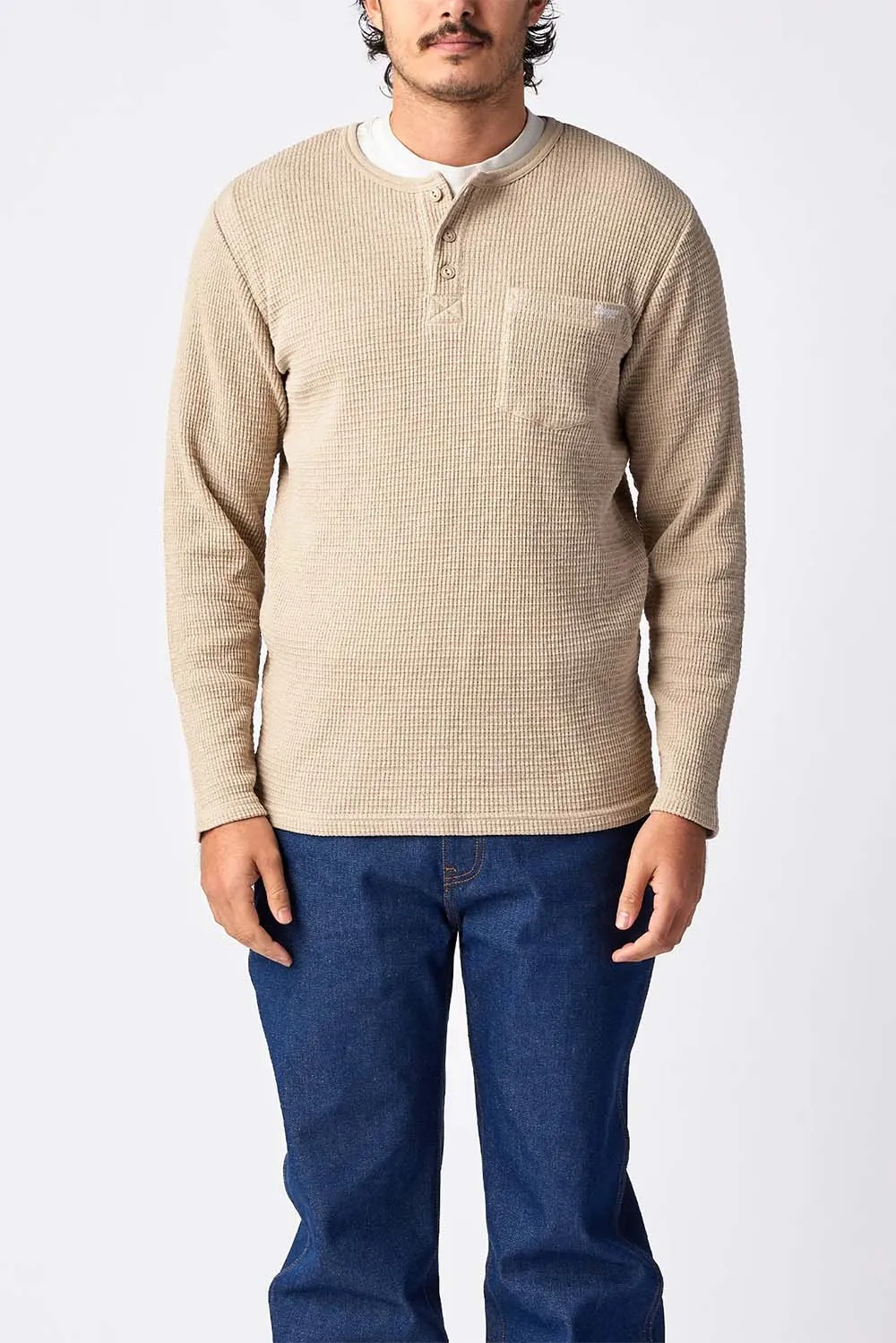 SAWPIT HENLEY LS THERMAL Stone sold by REVOLVR Menswear product image thumbnail 2