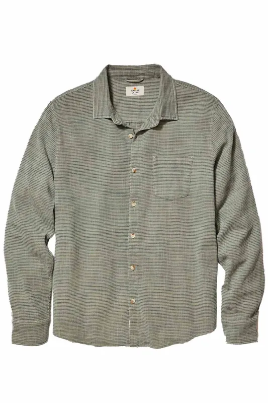 LS CLASSIC SELVAGE SHIRT Agave Navy Stripe sold by REVOLVR Menswear
