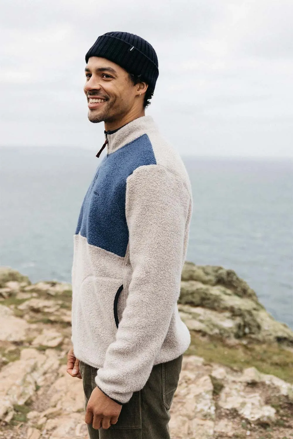 HEGEN 1/4 ZIP FLEECE Coastal Fjord/Oatmeal sold by REVOLVR Menswear product image thumbnail 3