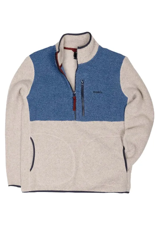 HEGEN 1/4 ZIP FLEECE Coastal Fjord/Oatmeal sold by REVOLVR Menswear
